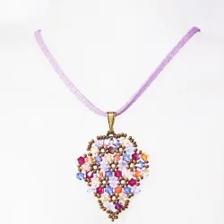 Pendant 65cm - Terence Grapes-Mauve Suedine - Pendant 65cm - Laiton bronze